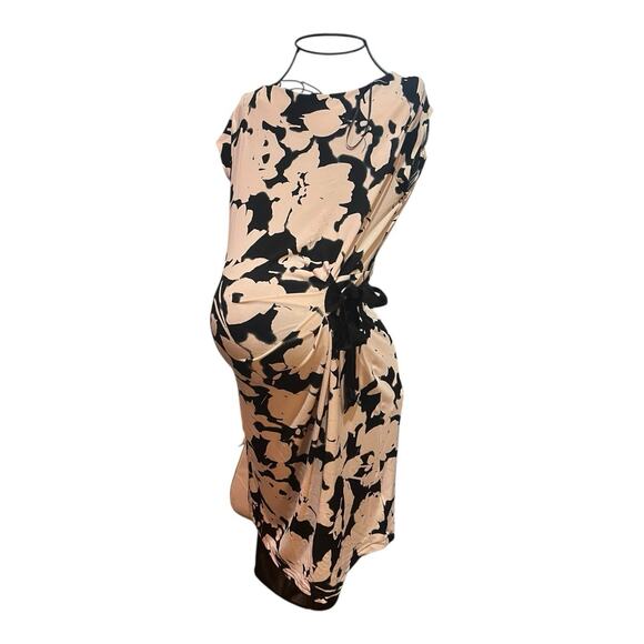 Taylor Maternity Pea in the Pod Dress Size Small Tan and Black Cap Sleeves - Picture 1 of 10